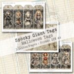 Spooky Giant Tags, Halloween Ephemera, 3 Seiten [Digital]