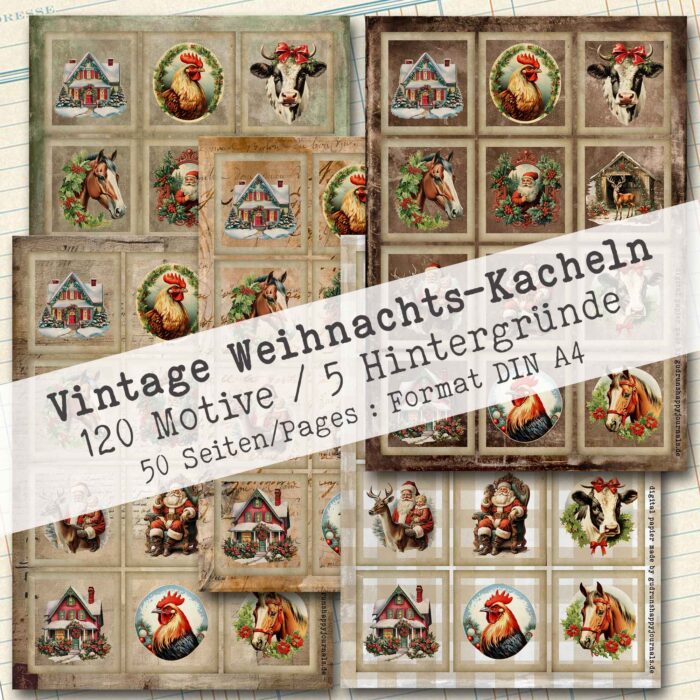 Vintage Weihnachts-Kacheln, 120 Motive, 50 Seiten [Digital] – Bild 3