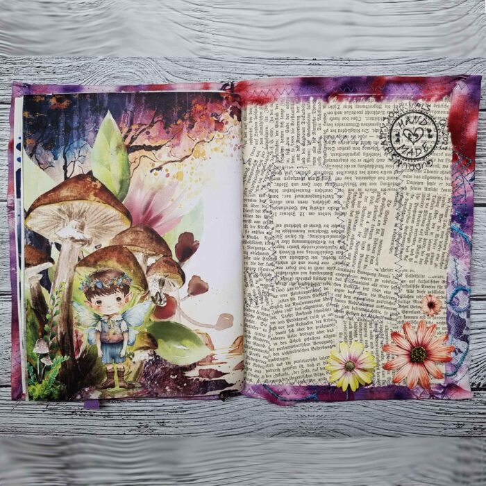 Handgefertigtes großes Junk Journal "Woodland Fairies" – Bild 9